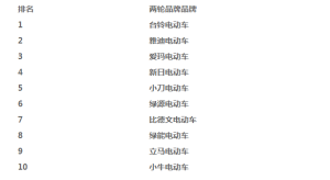 电动车品牌排行榜-
