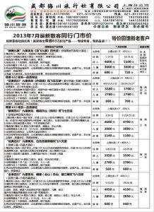 旅行社旅游价目表成都最新-