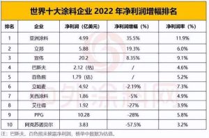 中国十大油漆涂料企业排行榜-