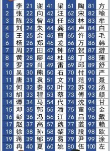 中国十大姓名排行榜-