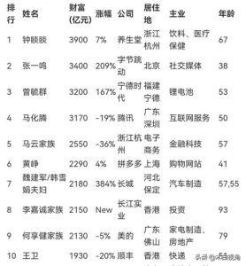 2018北京十大富豪排行榜-